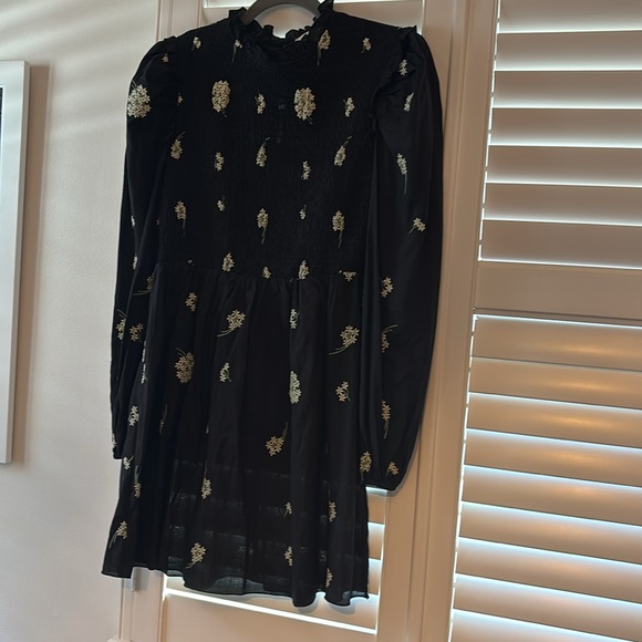 Another Girl Floral Embroidered Black Dress- size small (4) - Picture 6 of 8